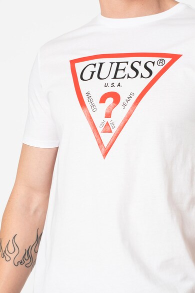 GUESS JEANS Tricou cu decolteu la baza gatului si imprimeu logo triunghiular Barbati