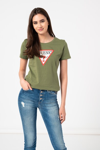 GUESS JEANS Tricou de bumbac organic cu imprimeu logo Femei