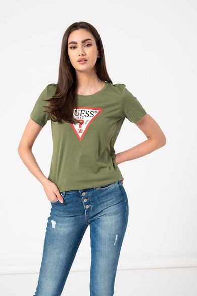 GUESS JEANS Tricou de bumbac organic cu imprimeu logo Femei