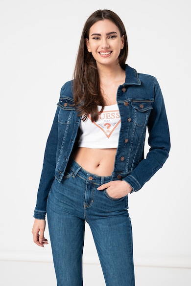 GUESS JEANS Jacheta de denim cu aspect decolorat Femei