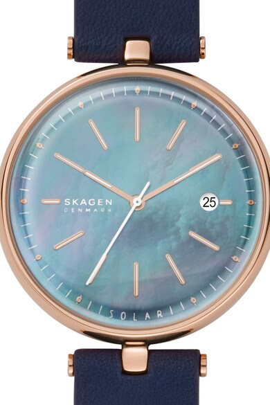 Skagen Ceas cu incarcare solara si curea din piele ecologica Aaren Naturals Femei