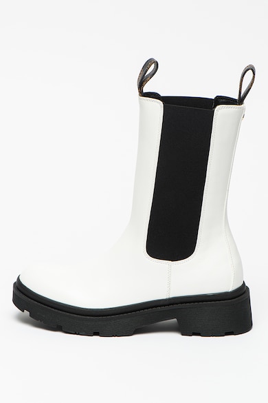 Ghete Chelsea medii din piele ecologica - Alb/Negru