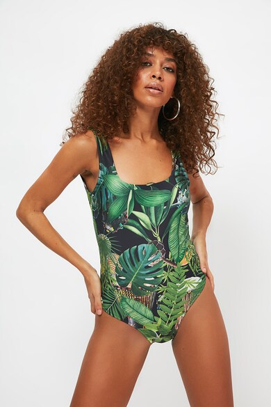 Trendyol Costum de baie cu imprimeu tropical Femei