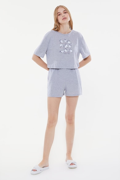 Trendyol Pijama cu pantaloni scurti si imprimeu grafic Femei