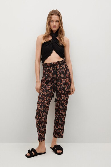 Mango Pantaloni jogger vaporosi cu talie inalta si imprimeu floral Maldi Femei