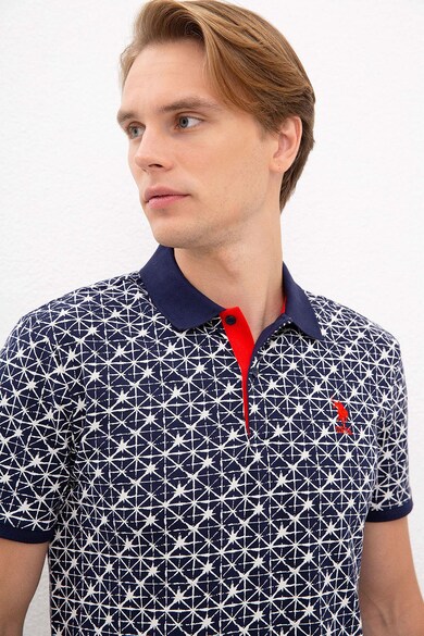 U.S. Polo Assn. Tricou polo slim fit cu model geometric Barbati