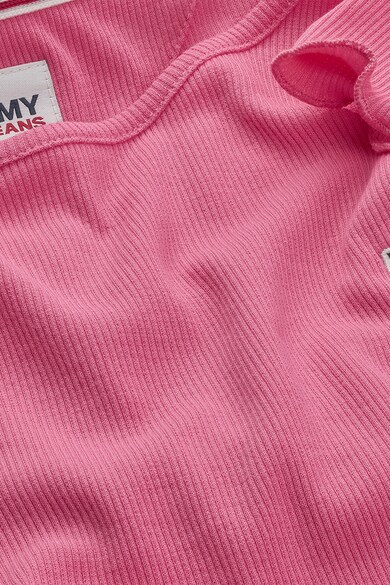 Tommy Jeans Crop póló hullámos ujjvégekkel és alsó szegéllyel női