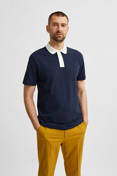 Selected Homme Tricou polo din bumbac organic Marion Barbati