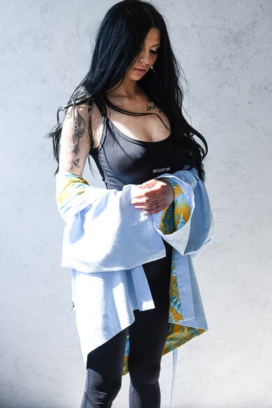 THE CLASSY INK Kimono unisex reversibil din amestec de in Femei