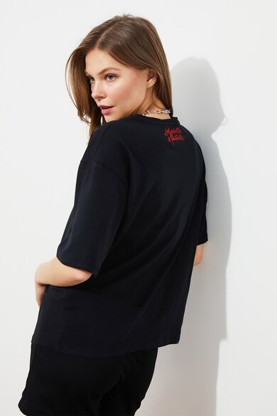 Trendyol Organikuspamut póló hímzett felirattal női