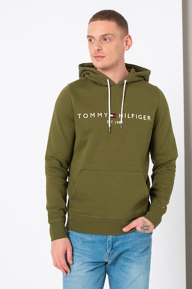 Tommy Hilfiger Logós organikuspamut tartalmú pulóver kapucnival férfi