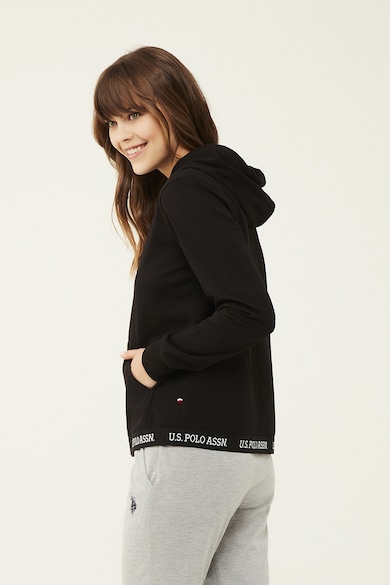 U.S. Polo Assn. Cipzáros pulóver kapucnival és logós alsó szegéllyel női