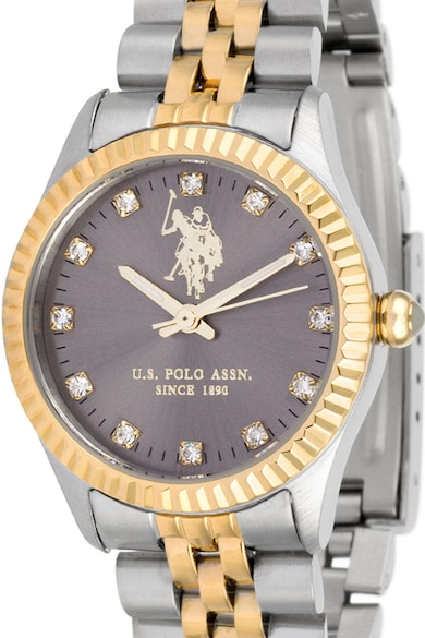 U.S. Polo Assn. Двуцветен часовник с циркони Жени