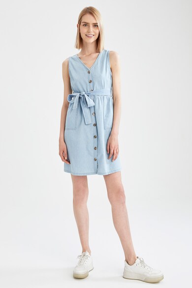 DeFacto Rochie din material chambray cu decolteu in V Femei