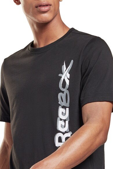 Reebok Tricou cu decolteu la baza gatului si imprimeu logo, pentru fitness MYT Barbati