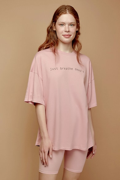 Penti Pijama cu pantaloni scurti din amestec de bumbac cu imprimeu text Femei