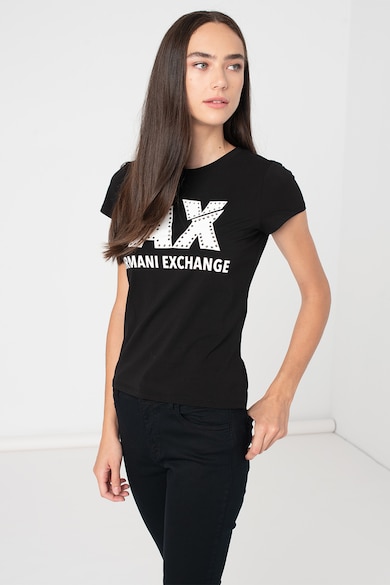 ARMANI EXCHANGE Слим тениска с декоративни камъни Жени