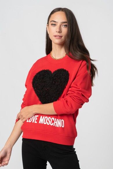 Love Moschino Bluza sport cu imprimeu logo si maneci cazute Femei