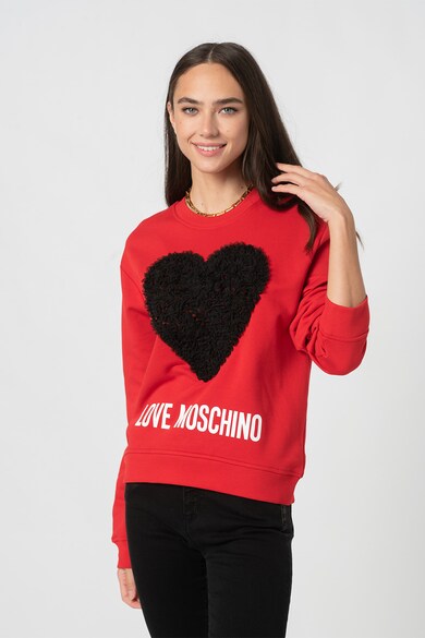 Love Moschino Bluza sport cu imprimeu logo si maneci cazute Femei