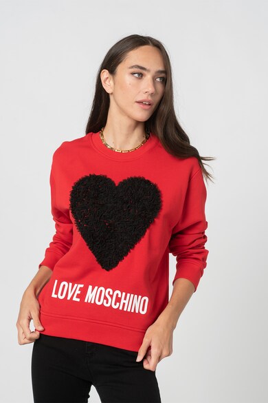 Love Moschino Bluza sport cu imprimeu logo si maneci cazute Femei
