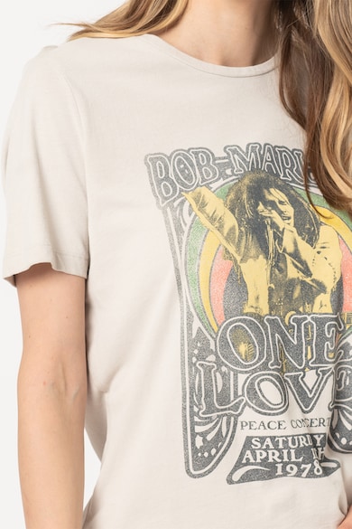 Only Tricou cu decolteu la baza gatului si imprimeu Bob Marley Femei