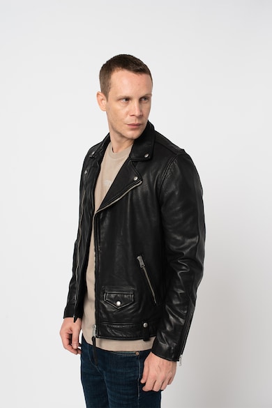 AllSaints Jacheta biker de piele Milo Barbati