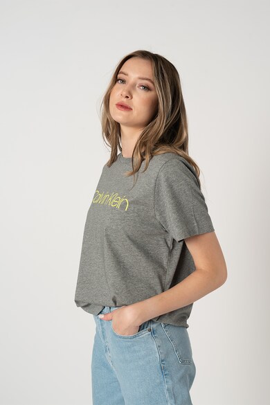 CALVIN KLEIN Tricou cu decolteu la baza gatului cu imprimeu logo, de bumbac organic Femei