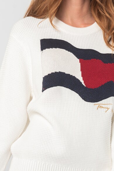 Tommy Hilfiger Pulover supradimensionat de bumbac organic Motion Flag Femei