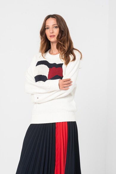 Tommy Hilfiger Pulover supradimensionat de bumbac organic Motion Flag Femei