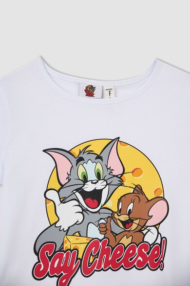 DeFacto Pijama cu pantaloni scurti si imprimeu Tom&Jerry Fete