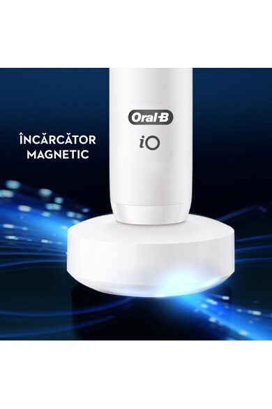 Oral-B Periuta de dinti electrica  iO8 cu Tehnologie Magnetica si Micro-Vibratii, Inteligenta artificiala, Display led interactiv, Senzor de presiune Smart, Timer vizibil, 6 moduri, 1 capat, Suport rezerve, Incarcator magnetic, Trusa de calatorie Femei