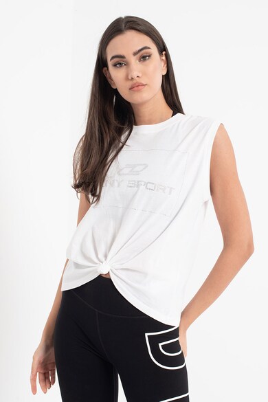 DKNY Top de bumbac cu strasuri, pentru fitness Femei