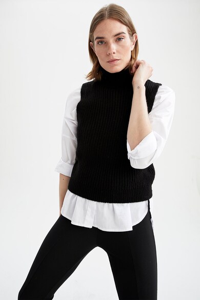 DeFacto Vesta tricotata cu guler inalt si aspect striat Femei