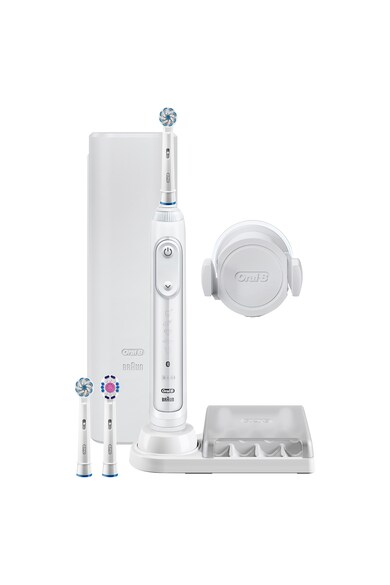 Oral-B Periuta de dinti electrica  Genius 8000, 40000 pulsatii/min, 8800 oscilatii/min, Curatare 3D, 5 programe, 3 capete, Bluetooth, Detectarea pozitiei, Trusa de calatorie, Alb Femei