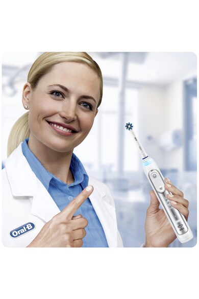 Oral-B Periuta de dinti electrica  Genius 8000, 40000 pulsatii/min, 8800 oscilatii/min, Curatare 3D, 5 programe, 3 capete, Bluetooth, Detectarea pozitiei, Trusa de calatorie, Alb Femei