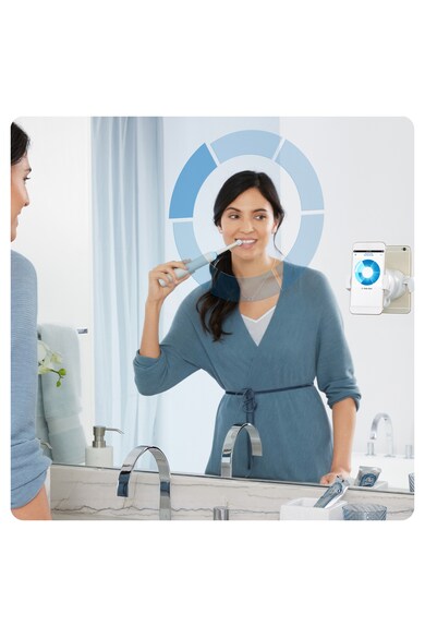 Oral-B Periuta de dinti electrica  Genius 8000, 40000 pulsatii/min, 8800 oscilatii/min, Curatare 3D, 5 programe, 3 capete, Bluetooth, Detectarea pozitiei, Trusa de calatorie, Alb Femei