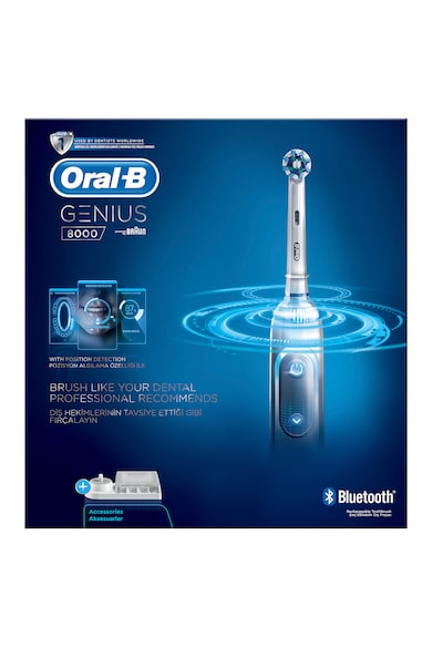 Oral-B Periuta de dinti electrica  Genius 8000, 40000 pulsatii/min, 8800 oscilatii/min, Curatare 3D, 5 programe, 3 capete, Bluetooth, Detectarea pozitiei, Trusa de calatorie, Alb Femei