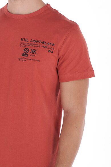 KVL by KENVELO Tricou cu decolteu la baza gatului si imprimeu grafic Barbati