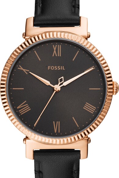 Fossil Иноксов часовник с кожена каишка Жени