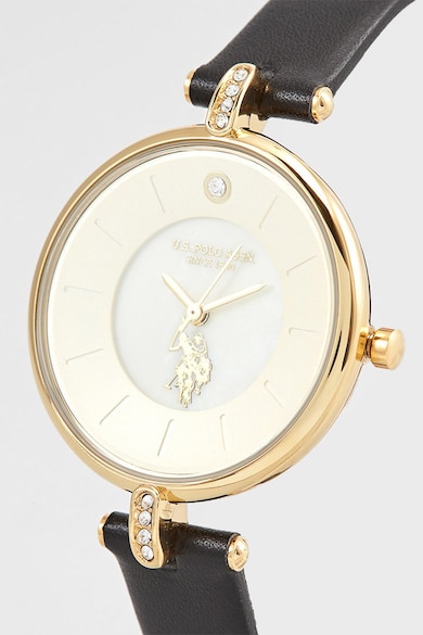 U.S. Polo Assn. Часовник с кожена каишка и кристали Жени