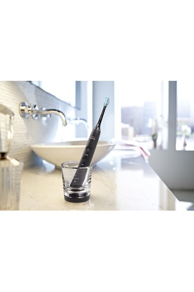 Philips Sonicare Periuta electrica sonica  DiamondClean HX9911/27, 62000 miscari/minut, 4 moduri de curatare, 3 intensitati, conectivitate la aplicatie, senzor presiune, functie BrushSync, 1 cap de periere, toc de transport, pahar de incarcare Femei