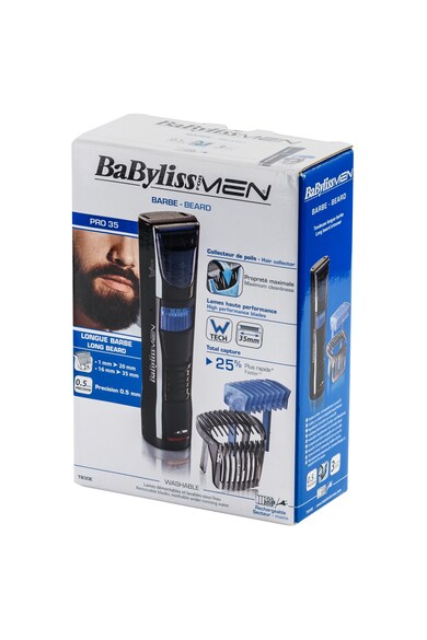 BaByliss Trimmer pentru barba  , W-tech, 1-35 mm, Autonomie 60 min, lame 35 mm, Negru Barbati