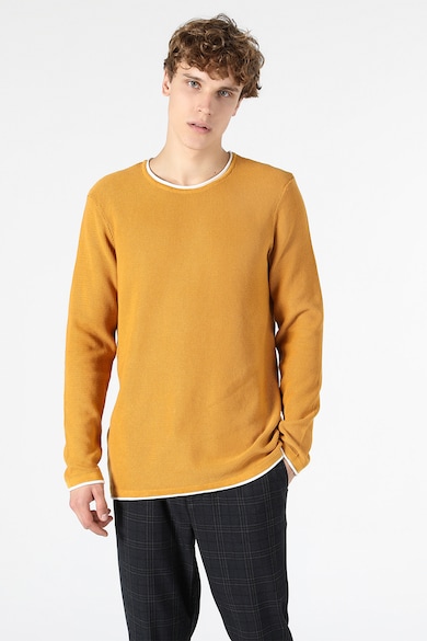 COLIN'S Kerek nyakú texturált pulóver kontrasztos szegélyekkel férfi