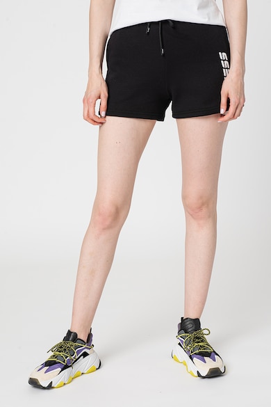 Pantaloni scurti cu snur de ajustare in talie pentru fitness - Negru