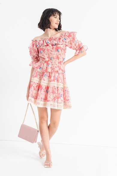 Ted Baker Bluza din amestec de lyocell cu volane si model abstract Harina Femei