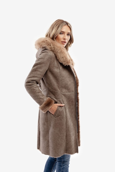 Gerali Claudia kapucnis bőr télikabát női