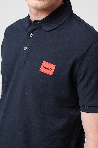 HUGO Памучна тениска Dereso с лого и яка Мъже