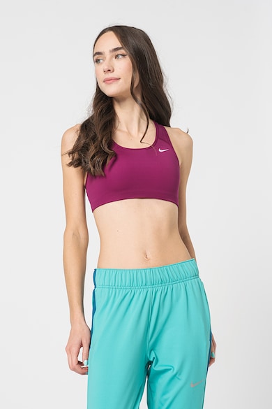 Nike Bustiera cu suport mediu si decupaj racerback pentru fitness Swoosh Femei