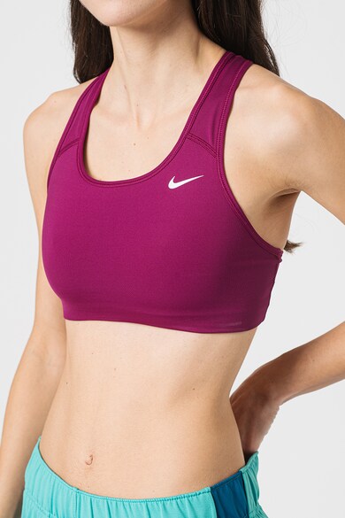 Nike Bustiera cu suport mediu si decupaj racerback pentru fitness Swoosh Femei