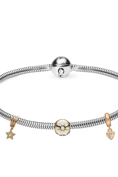 Christina Jewelry&Watches Bratara de lant de argint veriabil 925 decorata cu talismane placate cu aur de 18K Femei